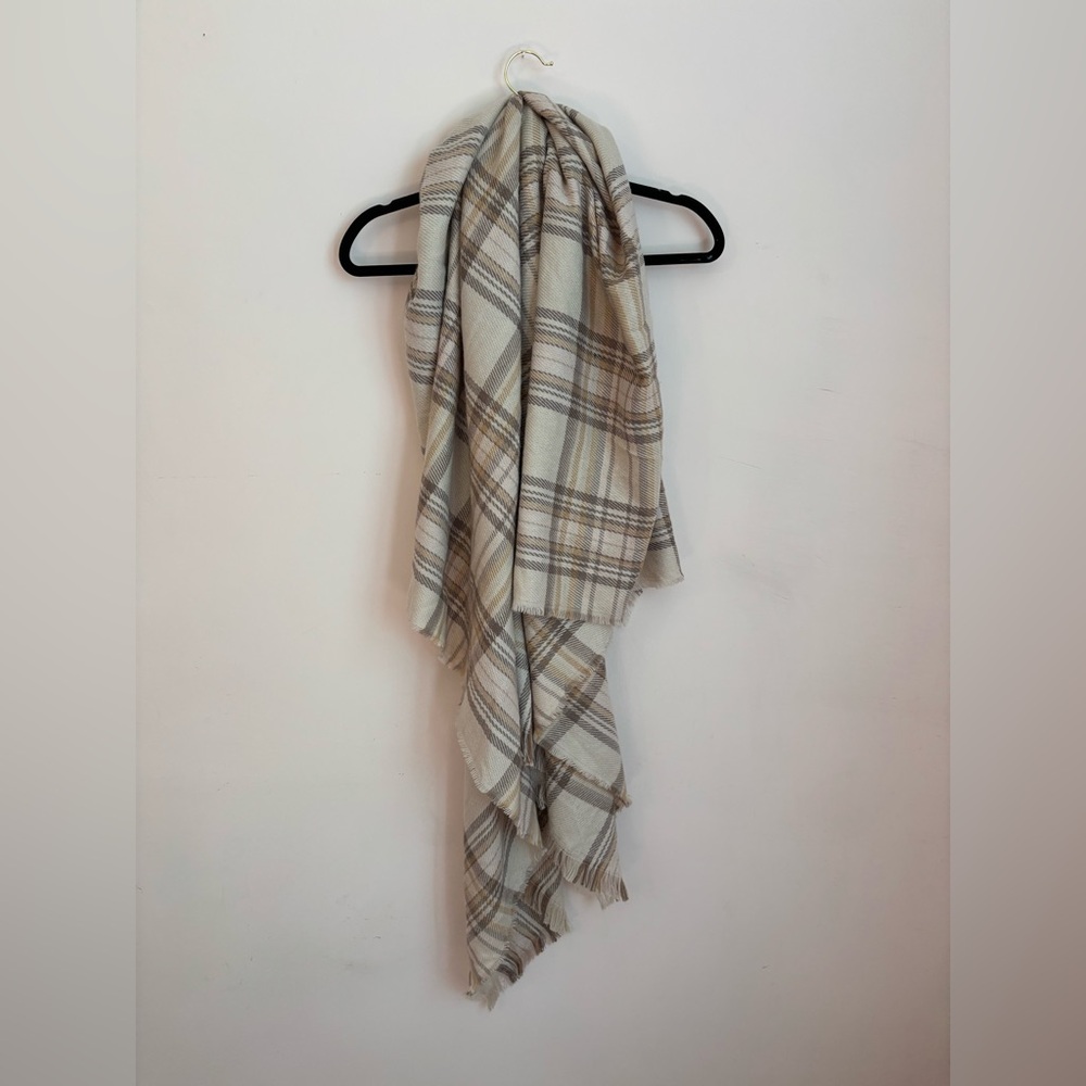 Plaid Tan and Cream Women's Scarf